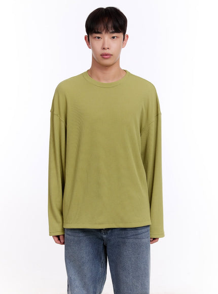 mens-oversized-waffle-knit-long-sleeve-tee-im512 / Light green