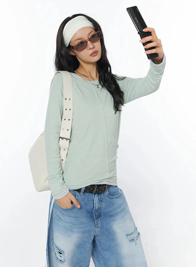 mesh-long-sleeve-shirt-iu509 / Light green