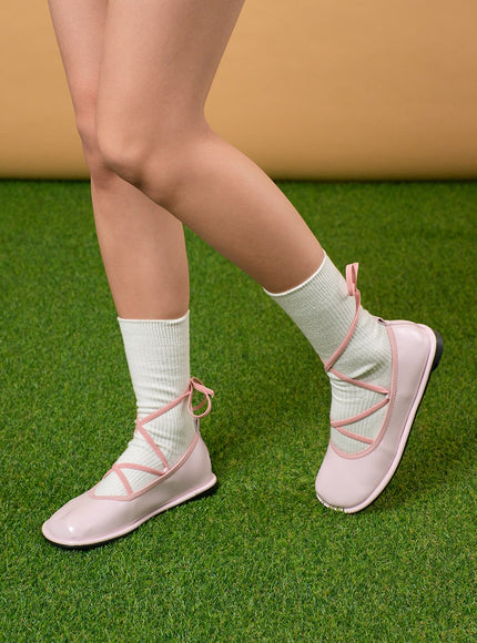 tie-leg-ballet-flats-ij430 / Light pink