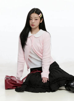 double-button-knit-cardigan-im513 / Light pink