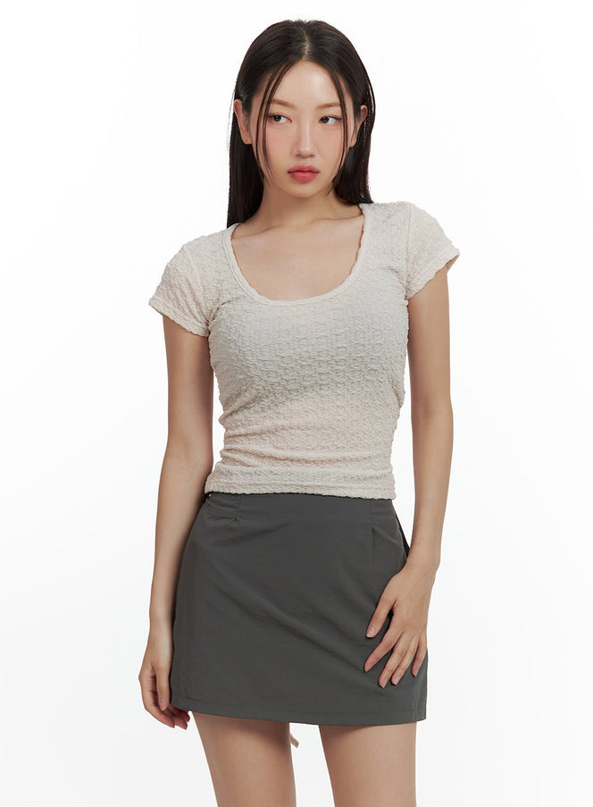 u-neck-open-back-crop-tee-cu420 / Light pink