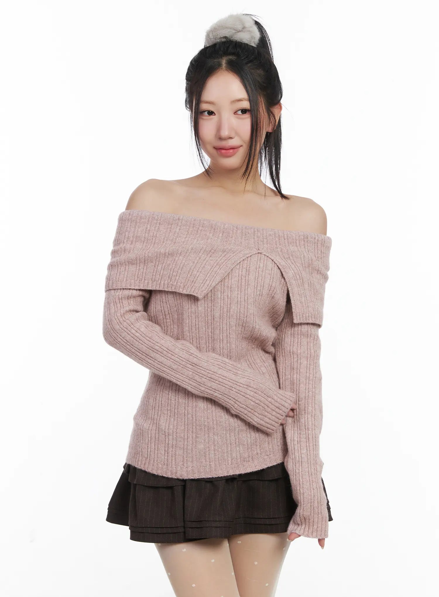 cozy-ribbed-relaxed-neck-knit-top-cd530 / Light pink