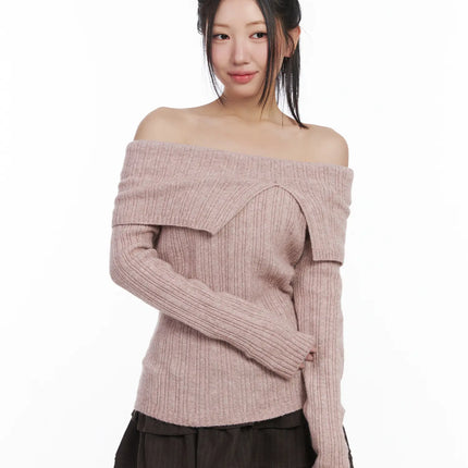 cozy-ribbed-relaxed-neck-knit-top-cd530 / Light pink