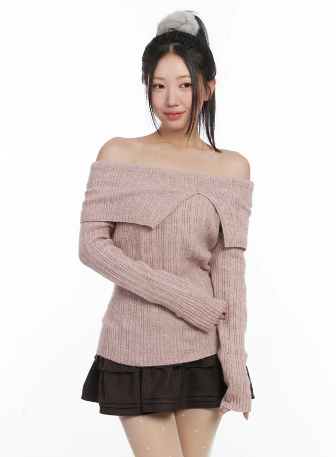 cozy-ribbed-relaxed-neck-knit-top-cd530 / Light pink