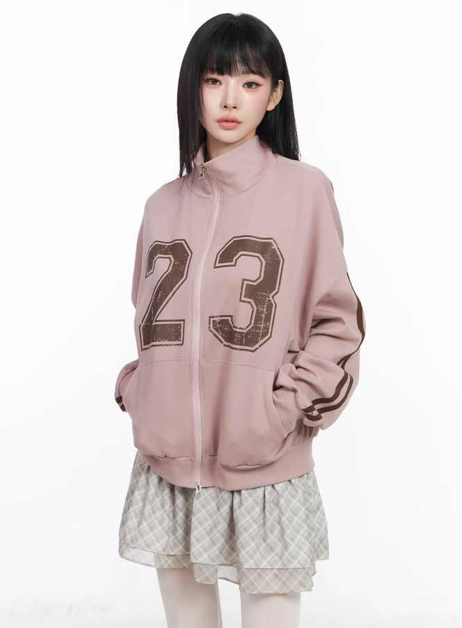 two-way-zip-up-jacket-cf518 / Light pink