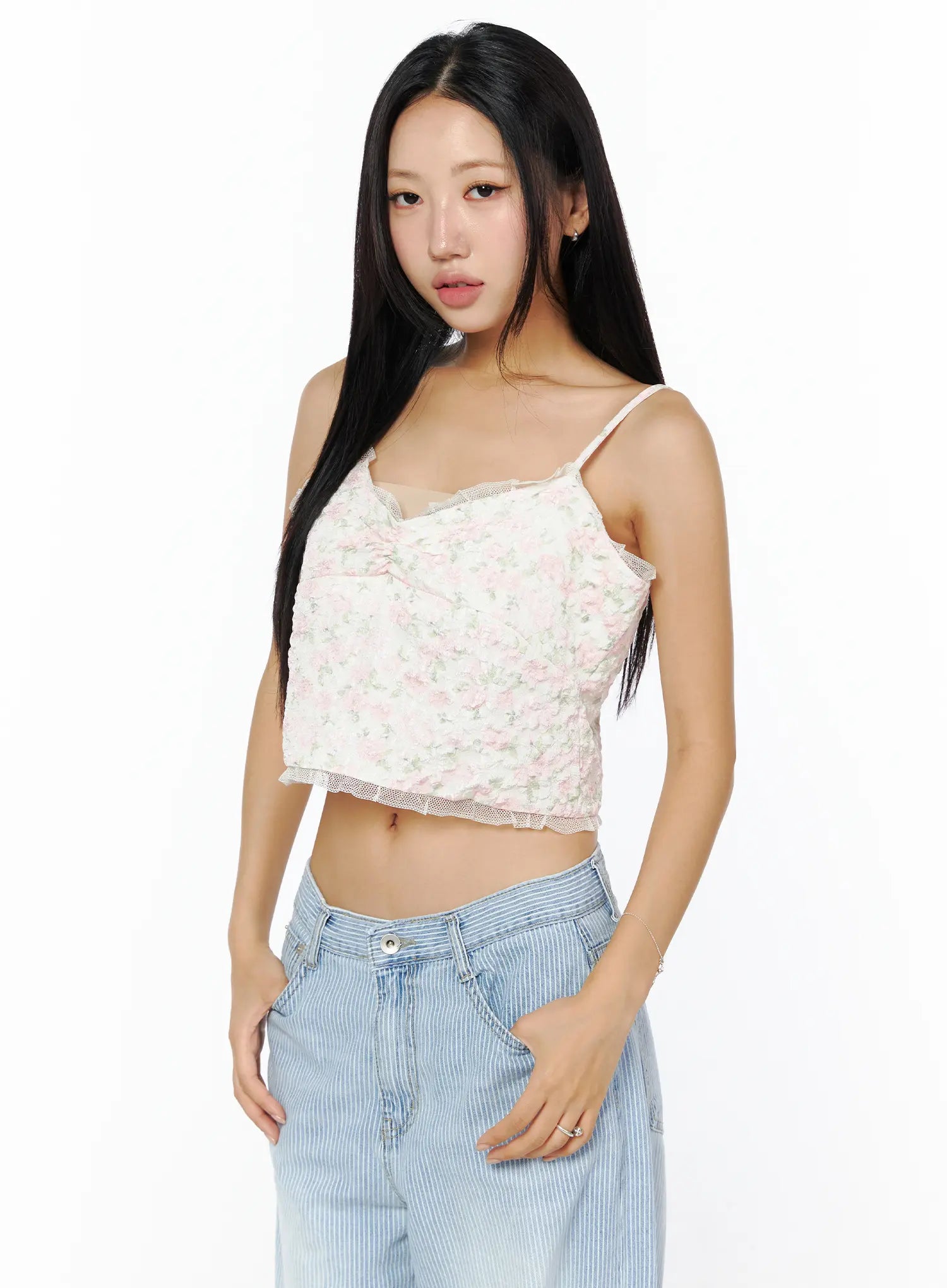 floral-lace-bustier-cu512 / Light pink