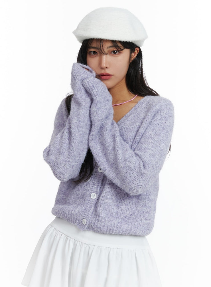 v-neck-long-sleeve-cardigan-oj424 / Light purple