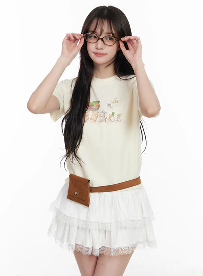 graphic-print-short-sleeve-tee-cm531 / Light yellow