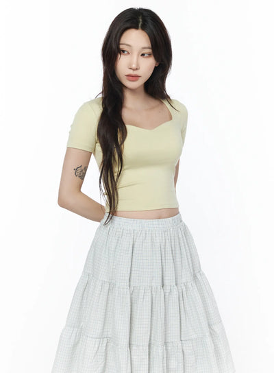 heart-neck-cropped-tee-cu510 / Light yellow