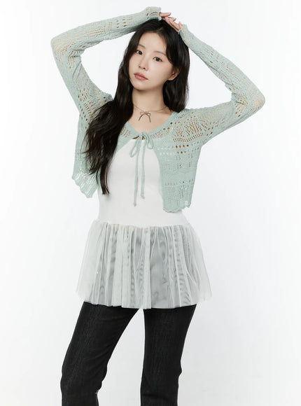 crochet-tie-front-cardigan-iy511 / Mint