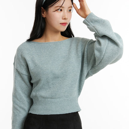 boat-neck-knit-sweater-on320 / Mint