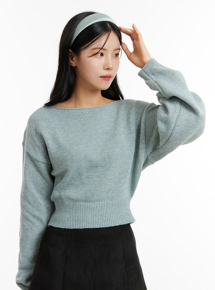 boat-neck-knit-sweater-on320 / Mint