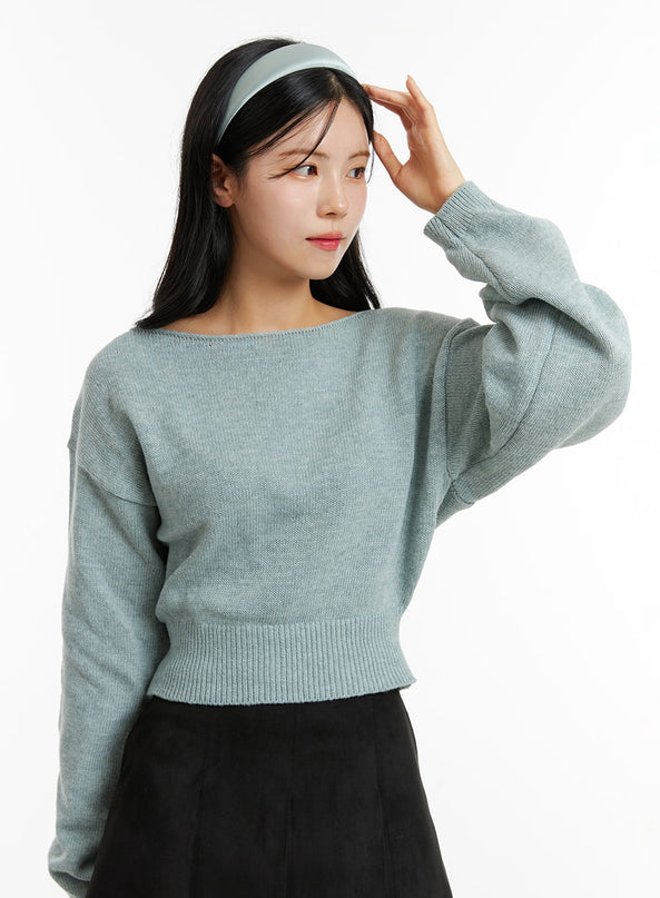 boat-neck-knit-sweater-on320 / Mint