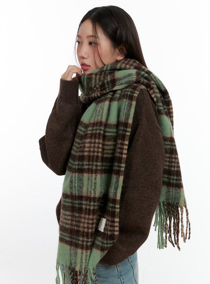 polyester-checkered-wrap-scarf-cn411 / Mint