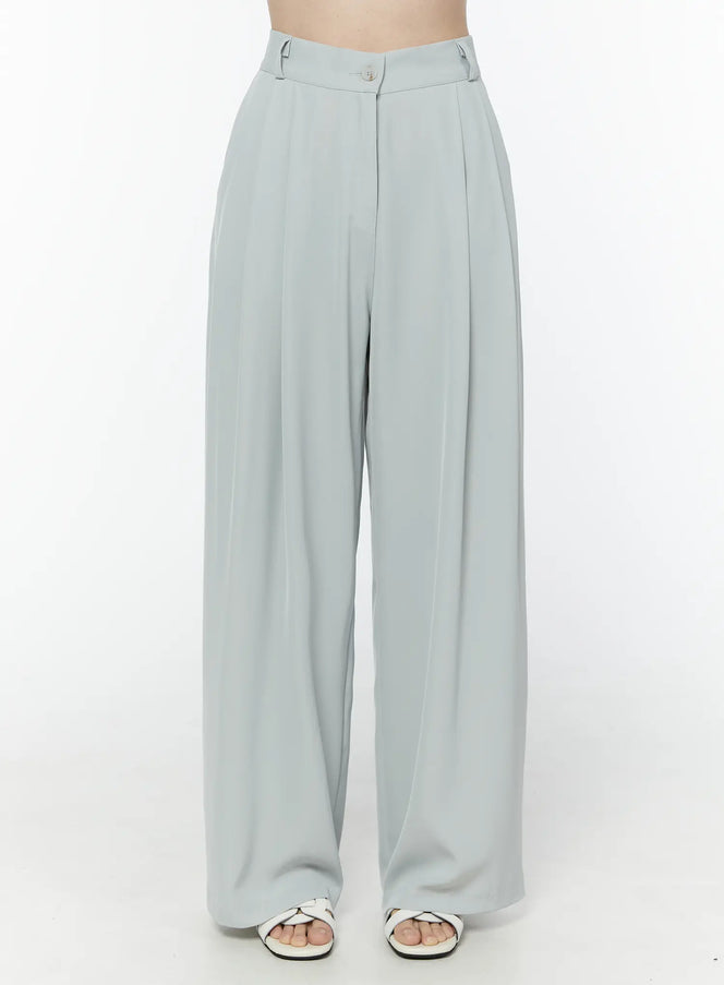 basic-high-waist-pleated-trousers-iu503 / Mint