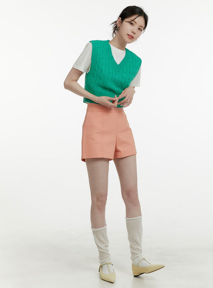 high-waist-solid-shorts-oa405 / Orange