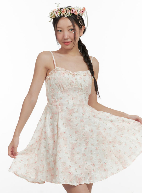 floral-mini-dress-og407 / Pink