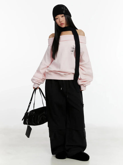 off-shoulder-graphic-sweatshirt-id525 / Pink