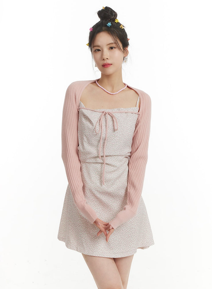 ribbed-knit-bolero-top-of427 / Pink