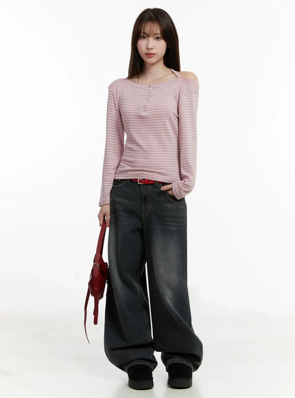 striped-halter-neck-blouse-ij521 / Pink