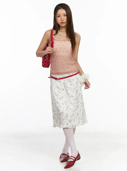 sheer-laced-cami-top-ia527 / Pink