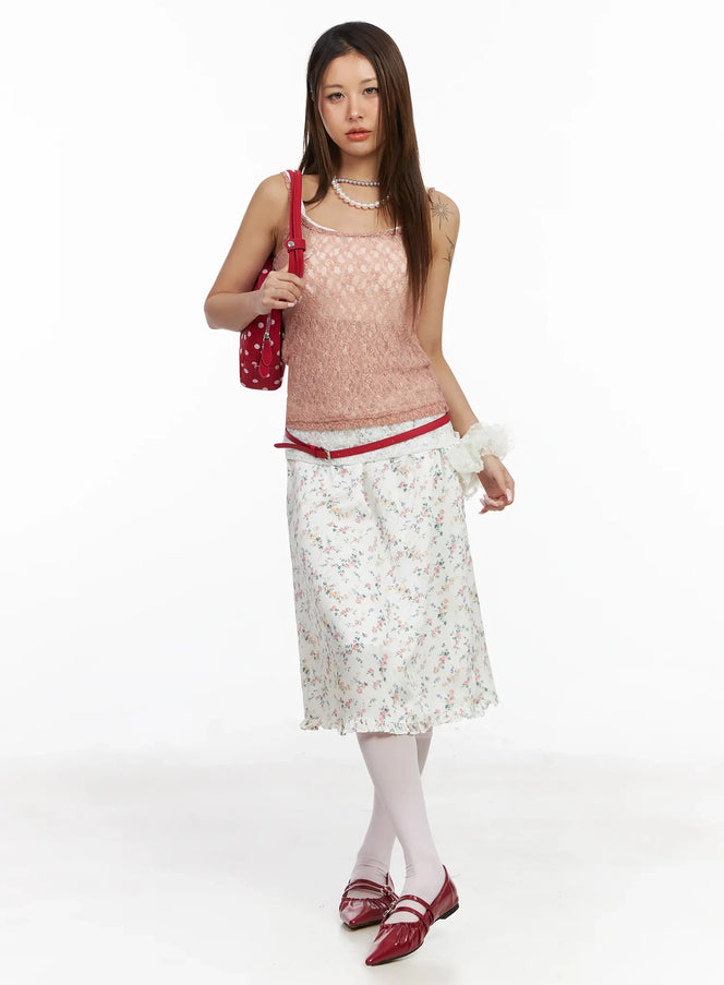 sheer-laced-cami-top-ia527 / Pink