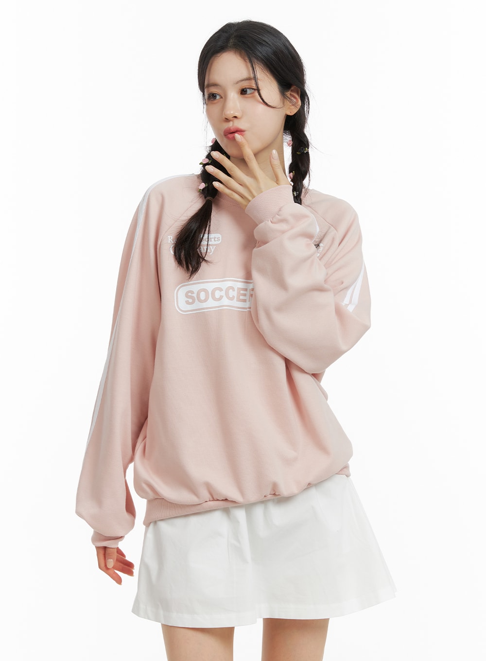 cozy-graphic-crewneck-sweatshirt-om420 / Pink