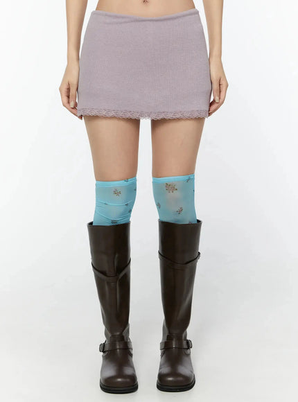 lace-layered-mini-skirt-iu522 / Pink
