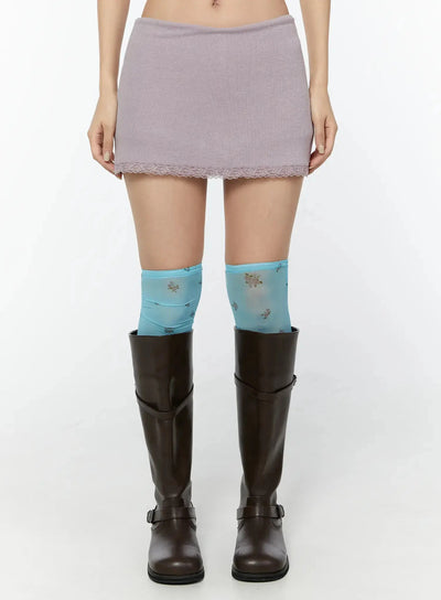 lace-layered-mini-skirt-iu522 / Pink