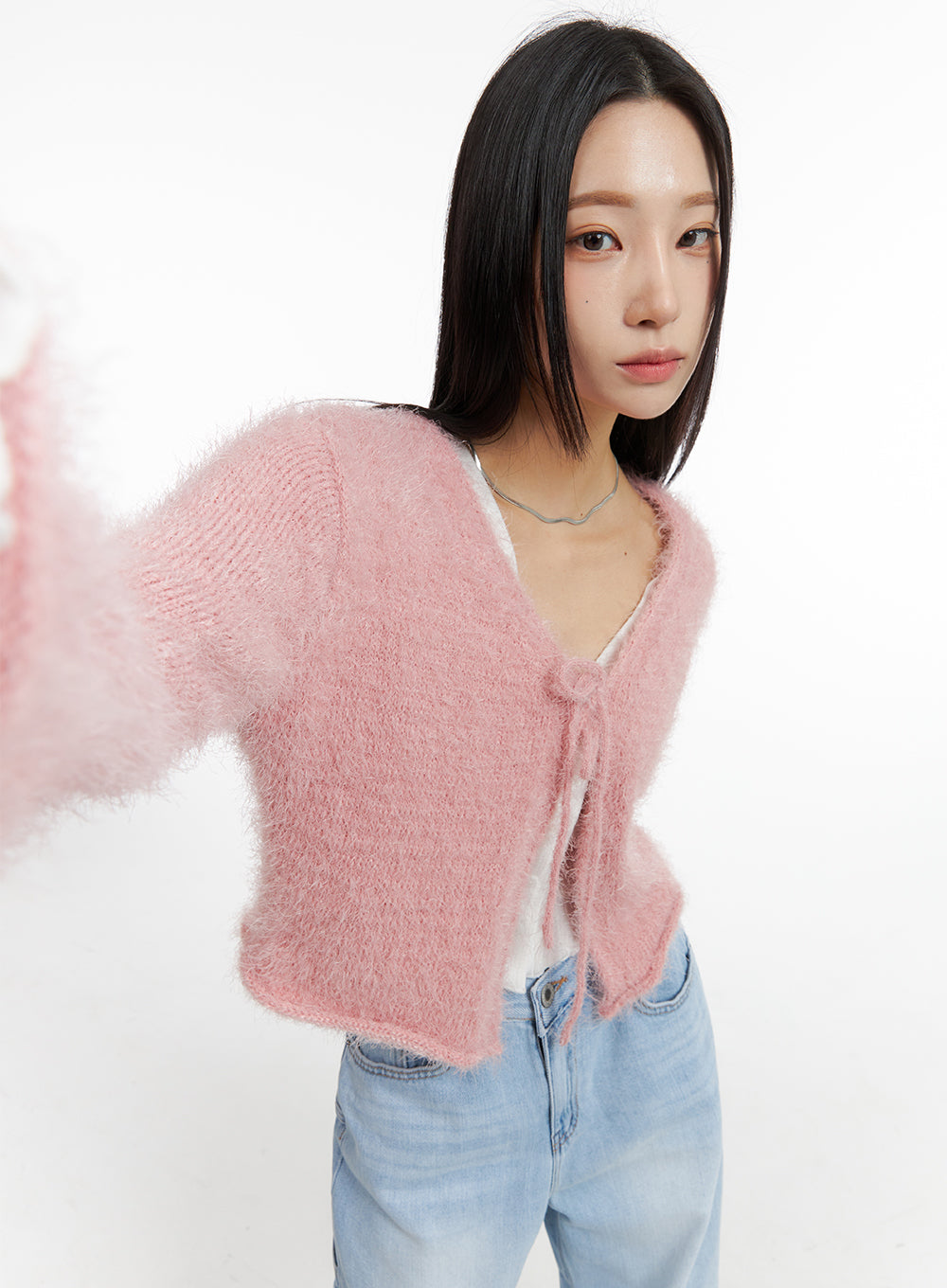 ribbon-crop-knit-sweater-cj408 / Pink