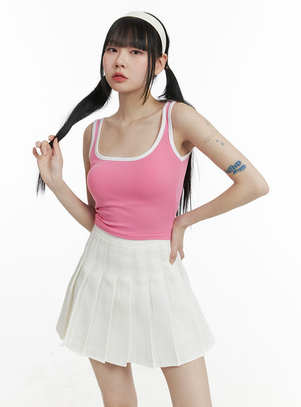 contrasting-round-neck-tank-top-om426 / Pink