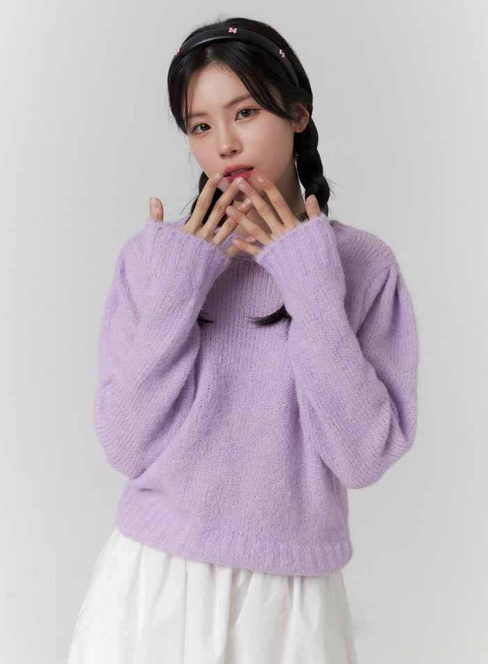 cozy-wool-blend-round-neck-sweater-oj419 / Purple