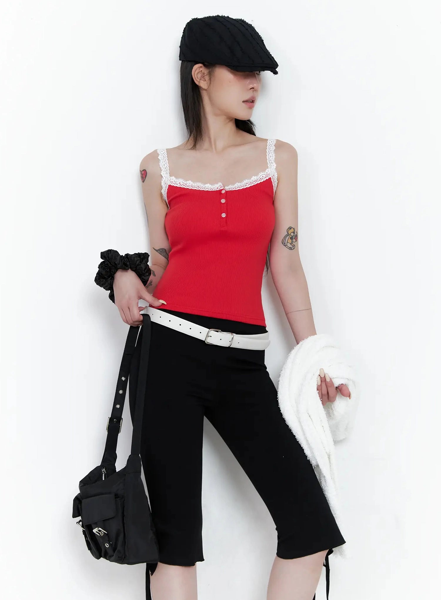 lace-trim-tank-top-is508 / Red