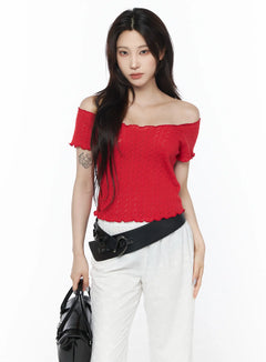 off-shoulder-knit-blouse-cu510 / Red