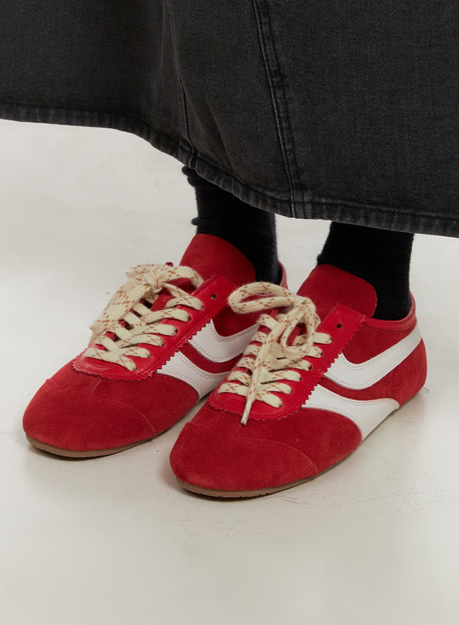 cow-suede-leather-sneakers-cd425 / Red