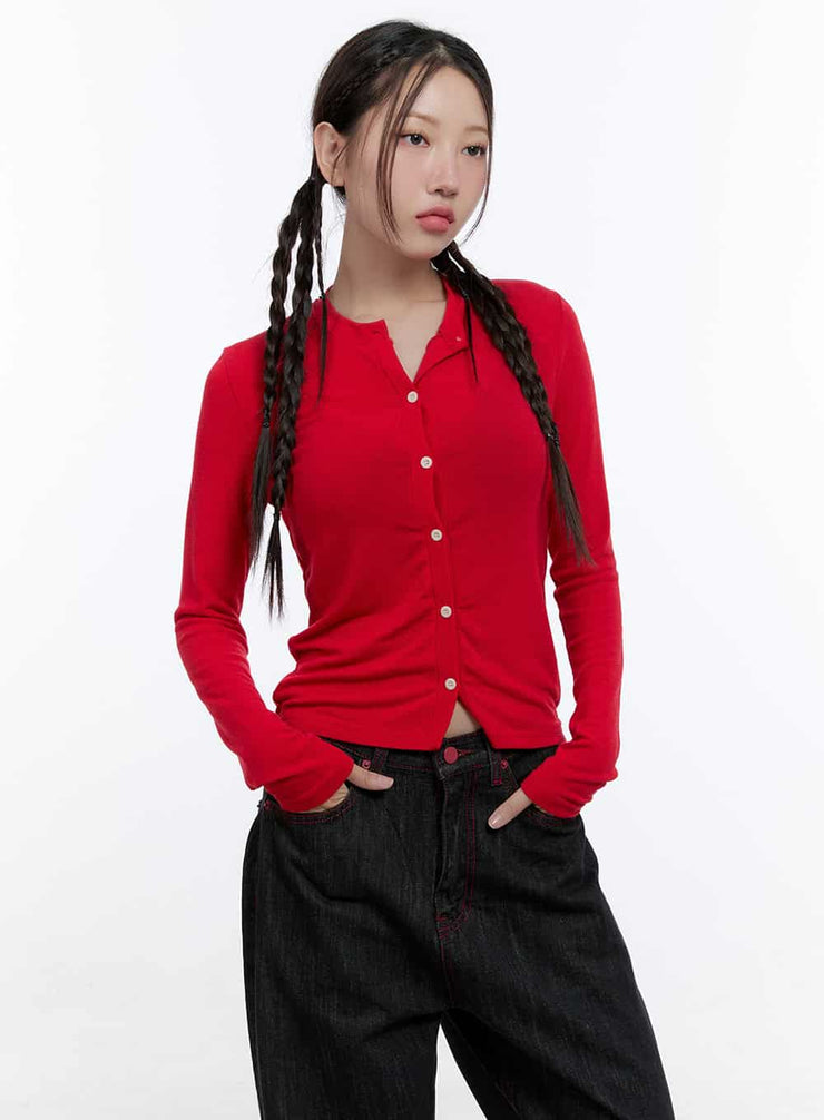 softtouch-rayon-cardigan-cs410 / Red