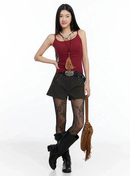 basic-stretchy-ribbed-tank-top-im530 / Red