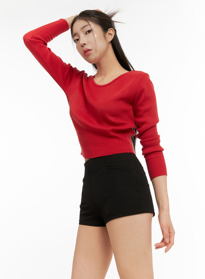 classic-round-neck-sweater-oa429 / Red