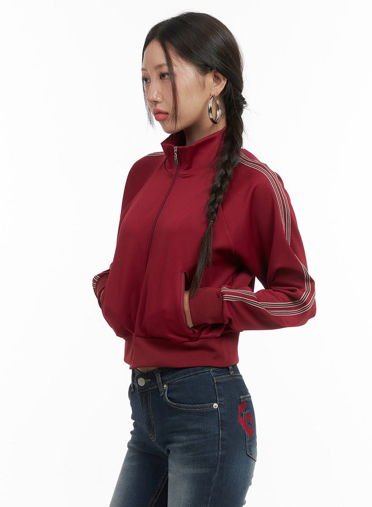 sporty-cropped-track-jacket-co402 / Red