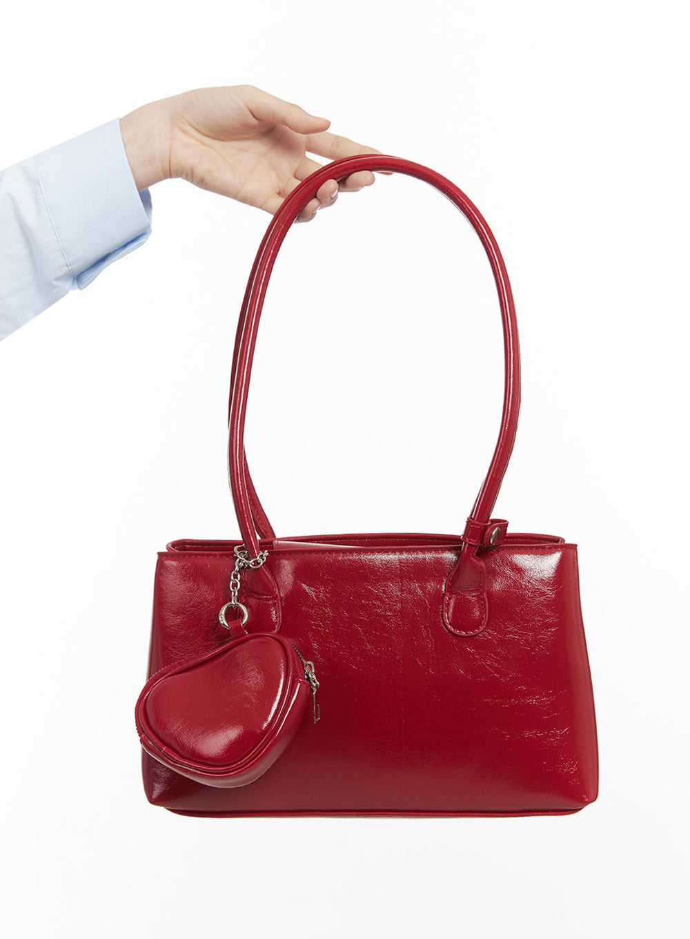 shoulder-bag-with-detachable-pocket-charm-ij527 / Red