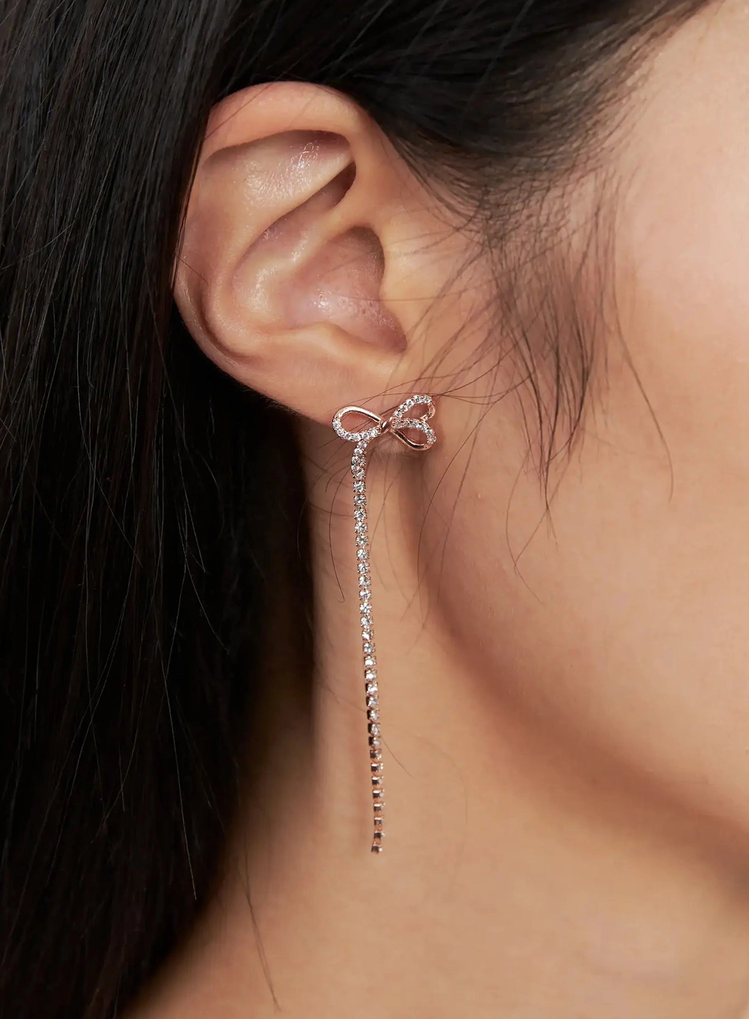 ribbon-drop-earrings-is515 / Rose gold