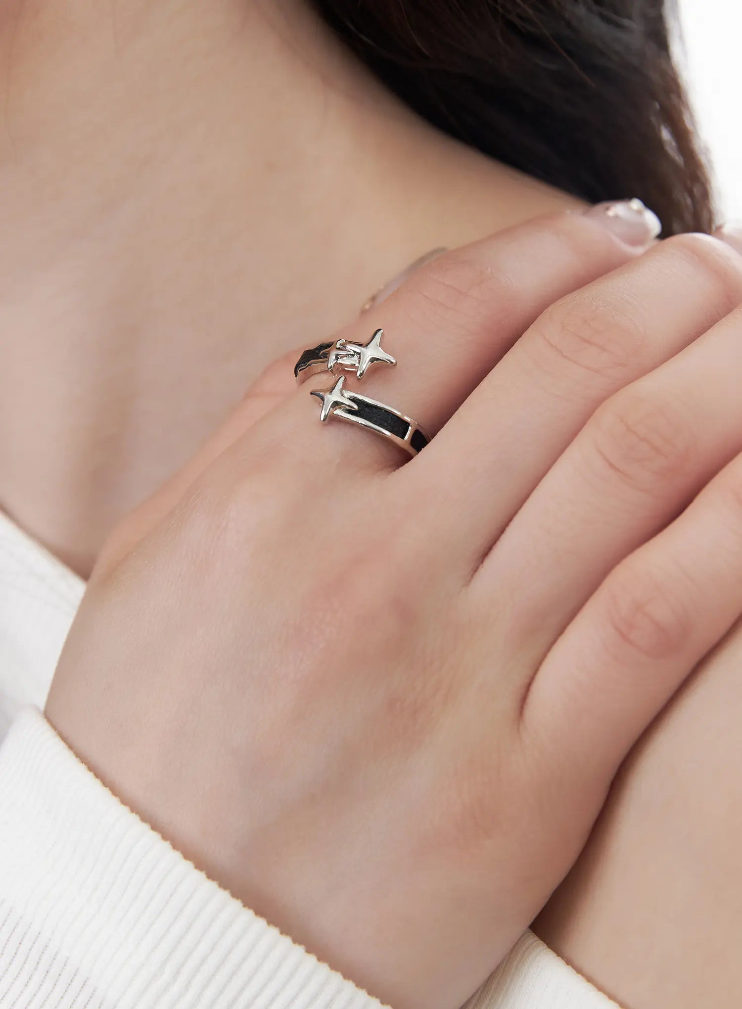 twisted-star-ring-cf525 / Silver