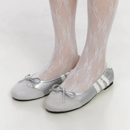 shimmer-ribbon-ballet-flats-cn521 / Silver