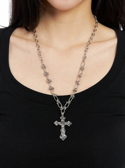 unisex-cross-chain-necklace-ig512 / Silver