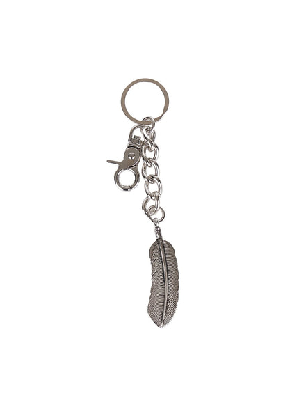 mens-feather-chain-keyring-iy508 / Silver