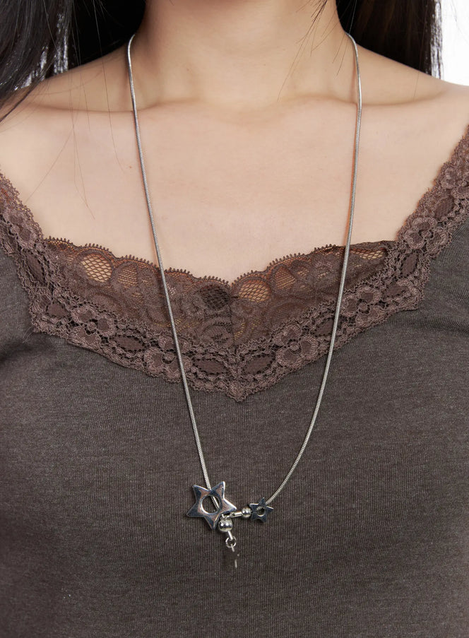 twinkle-star-pendant-necklace-cd530 / Silver