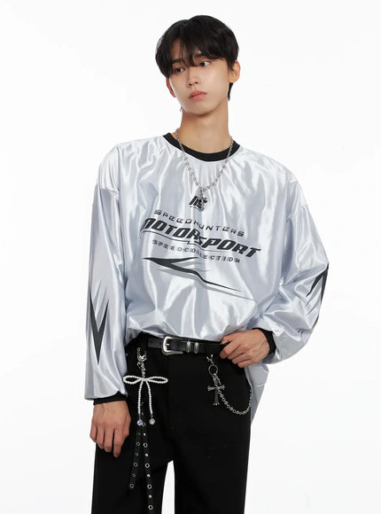 mens-metallic-sporty-long-sleeve-io517 / Silver