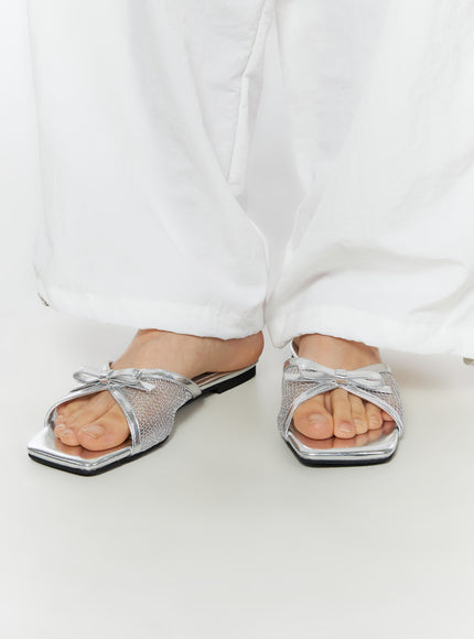 mesh-bow-sandals-iu519 / Silver