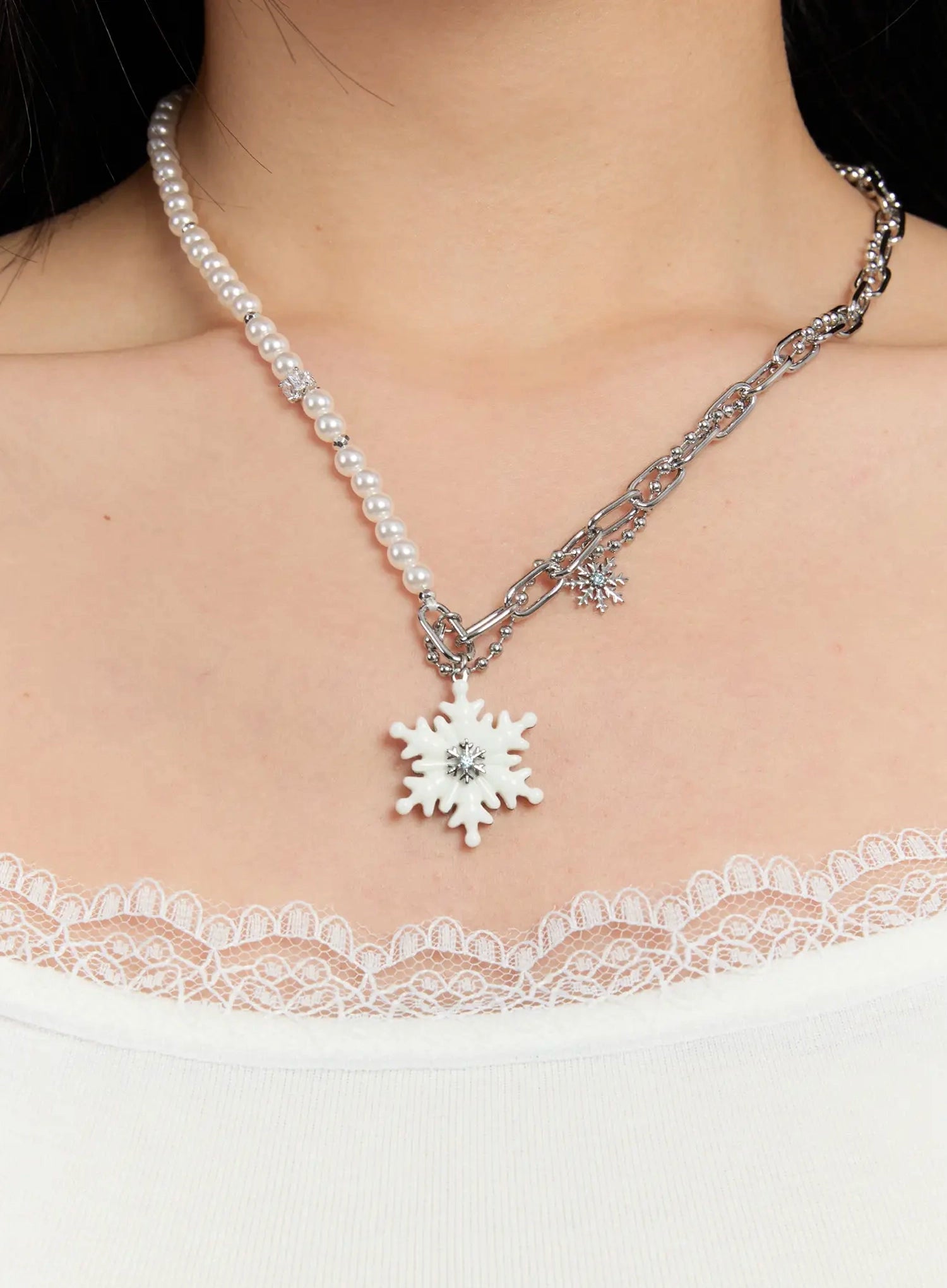 snowflake-chain-necklace-if526 / Silver