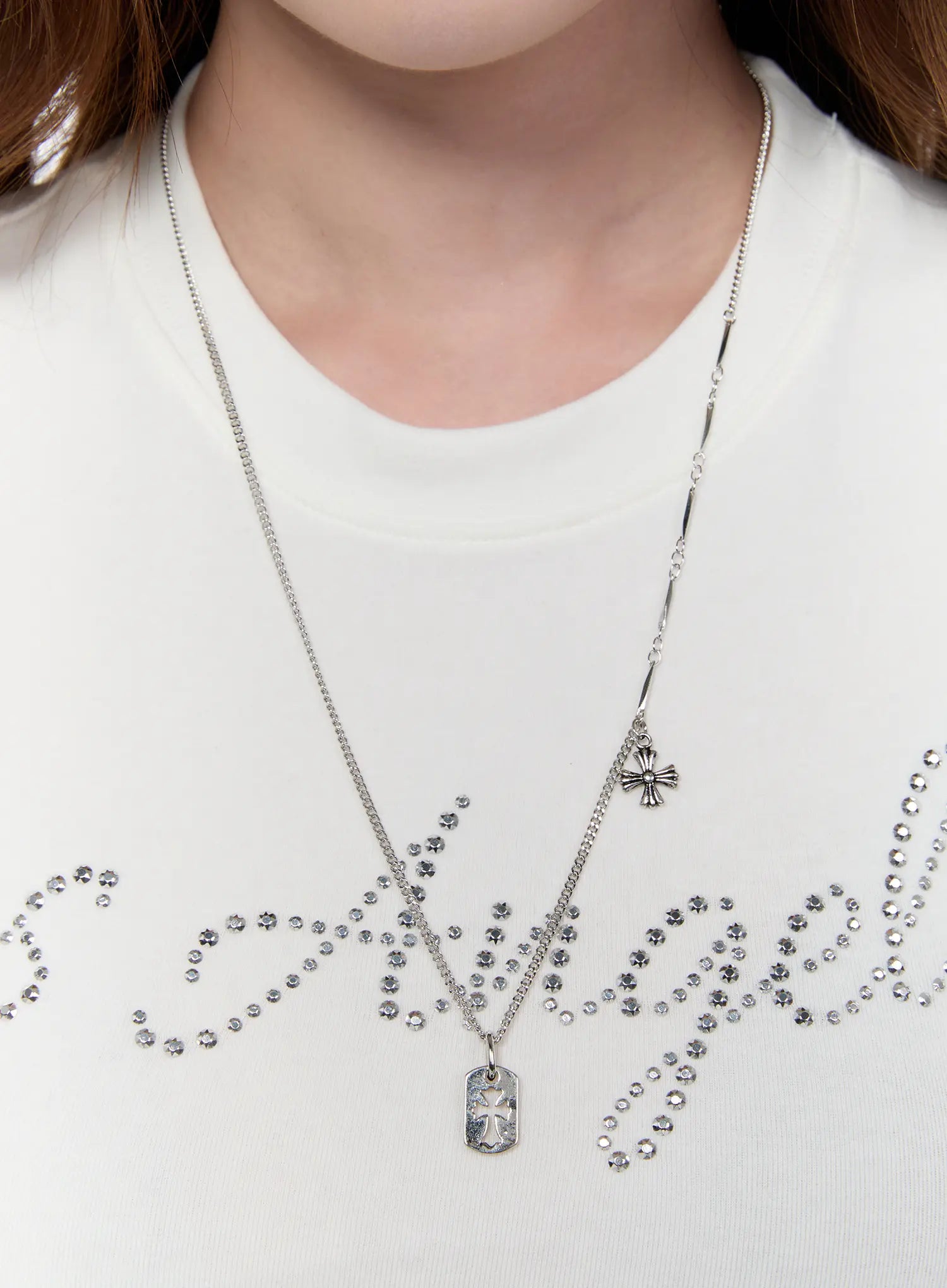 gothic-cross-chain-necklace-ca527 / Silver